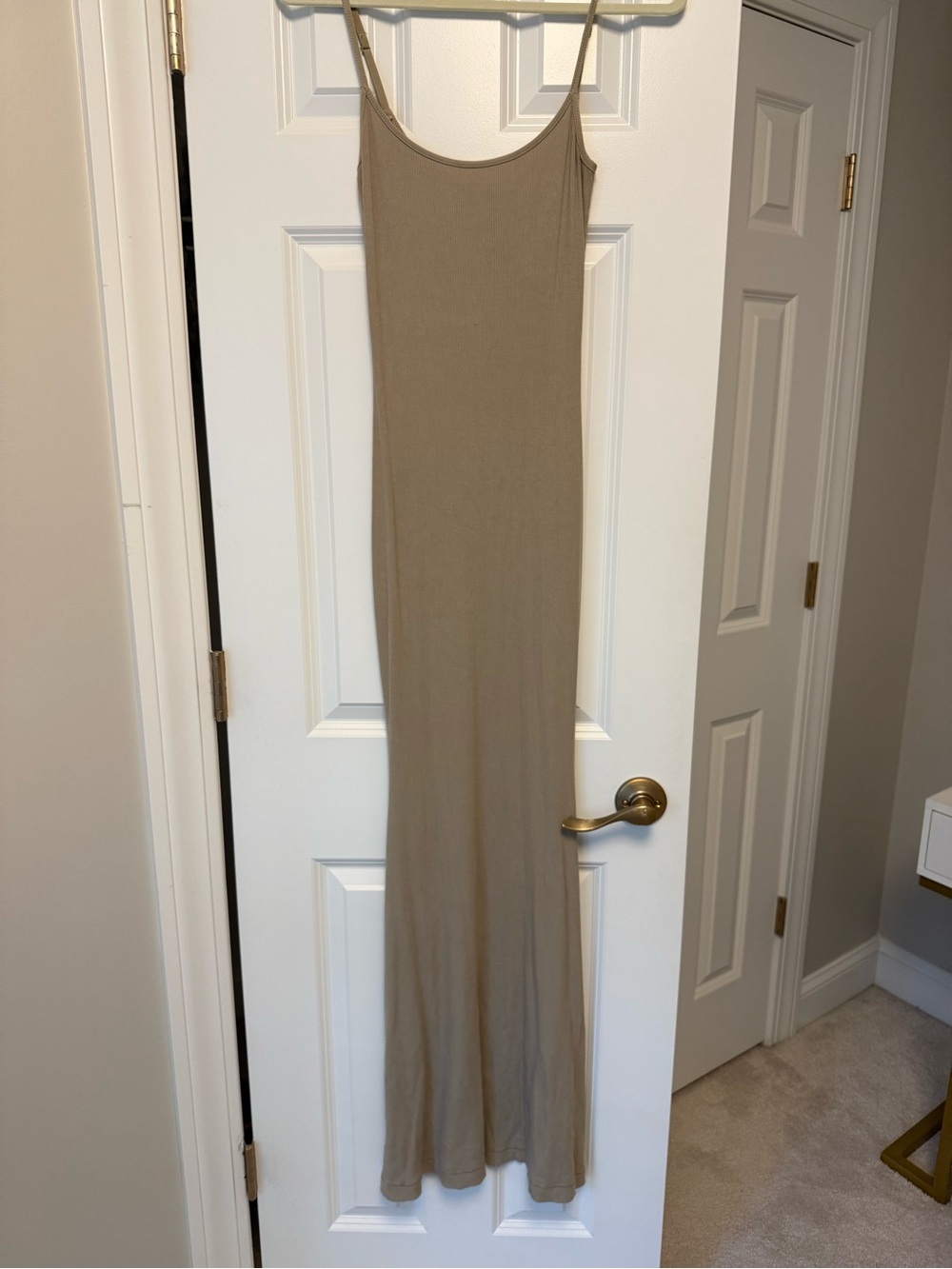 SKIMS Slim Strap Maxi Dress in Taupe